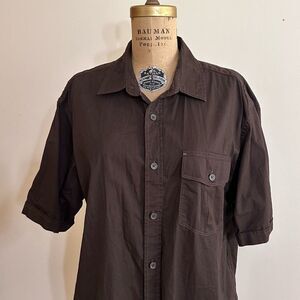Northwest Territory Dark Brown Collared Casual S/S Shirt Size Large